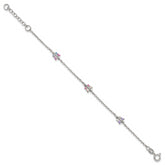 Sterling Silver Polished Pink/Purple/White/Blue Enameled Butterfly 6 inch with 1 inch extension Childrens Bracelet